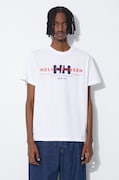 Памучна тениска Helly Hansen в бяло с десен