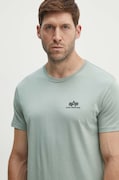 Alpha Industries pamut póló türkiz, férfi, nyomott mintás