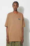 Lacoste tricou din bumbac culoarea maro, cu imprimeu