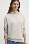 Calvin Klein bluza bawełniana damska kolor beżowy z kapturem z nadrukiem K20K205449