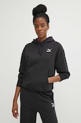 Памучен суичър Puma BETTER CLASSIC в черно с качулка апликация 624227