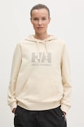 Helly Hansen bluza bawełniana HH LOGO 2.0 damska kolor beżowy z kapturem z nadrukiem 34460
