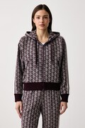 Lacoste bluza rozpinana z kapturem damska z bawełną fioletowa SF7606
