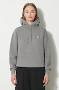 Maison Kitsuné bluza bawełniana Bold Fox Head Patch Comfort Hoodie damska kolor szary z kapturem gładka MW00704KM0307