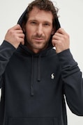 Bavlnená mikina Polo Ralph Lauren pánska,čierna farba,s kapucňou,jednofarebná,710916690