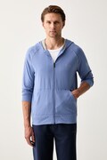BOSS mikina na zips s kapucňou pánska bavlnená s elastanom Mix&Match Jacket H modrá 50515313