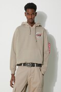 Mikina Alpha Industries NASA Orbit Hoody pánská, béžová barva, s kapucí, s aplikací, 146339