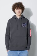 Mikina Alpha Industries NASA Orbit Hoody pánská, šedá barva, s kapucí, s aplikací, 146339