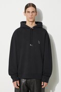 Maison Kitsuné felpa in cotone Bold Fox Head Patch Oversize Hoodie uomo colore nero con cappuccio LM00705KM0001