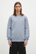 Bavlněná mikina Maison Kitsuné Fox Head Patch Regular Sweatshirt pánská, modrá barva, hladká, LM00301KM0001
