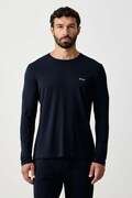 BOSS homewear majica dugih rukava muška od pamuka s elastanom Mix&Match LS-Shirt R mornarsko plava 50515389
