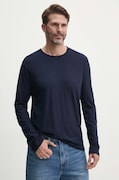 United Colors of Benetton longsleeve din bumbac culoarea albastru marin, neted, 3JE1J19A9