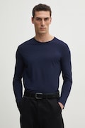 United Colors of Benetton longsleeve din bumbac culoarea albastru marin, neted, 3JE1J19A9
