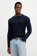 United Colors of Benetton longsleeve din bumbac culoarea alb, uni, 3JE1J19A9