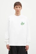 Bavlnené tričko s dlhým rukávom MKI MIYUKI ZOKU Leaf Long Sleeve Tee biela farba, s potlačou, LEAF.LONG.SLEEVE.TEE