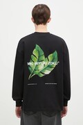 Bavlnené tričko s dlhým rukávom MKI MIYUKI ZOKU Leaf Long Sleeve Tee čierna farba, s potlačou, LEAF.LONG.SLEEVE.TEE