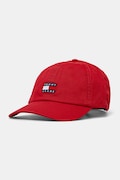 Tommy Jeans șapcă de baseball din bumbac culoarea rosu, cu imprimeu