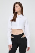 Patrizia Pepe camasa din bumbac femei, culoarea alb, cu guler clasic, regular