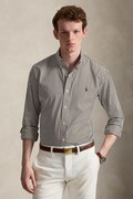 Polo Ralph Lauren koszula męska bawełniana z elastanem brązowa w prążki 710929344