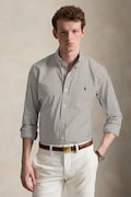 Polo Ralph Lauren koszula męska bawełniana z elastanem brązowa w prążki 710929344