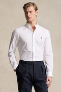 Риза Polo Ralph Lauren мъжка в бяло с кройка по тялото с яка с копче