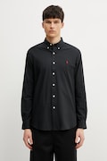 Košile Polo Ralph Lauren pánská, černá barva, slim, s límečkem button-down, 710928254