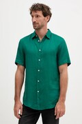 United Colors of Benetton koszula lniana kolor zielony regular z kołnierzykiem klasycznym 5BKU5QJH8