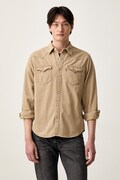 Levi's koszula męska bawełniana BARSTOW WESTERN STANDARD beżowa gładka 85744