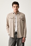 G-Star koszula męska bawełniana Marine Slim beżowa gładka D24963-D454