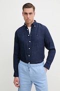 Ľanová košeľa Tommy Hilfiger tmavomodrá farba, regular, s golierom button-down, MW0MW34602