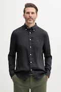 Ľanová košeľa Tommy Hilfiger tmavomodrá farba, regular, s golierom button-down, MW0MW34602
