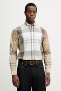 Barbour koszula męska bawełniana Harris Tailored Shirt beżowa w kratkę MSH5071