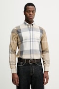 Barbour koszula męska bawełniana Harris Tailored Shirt beżowa w kratkę MSH5071