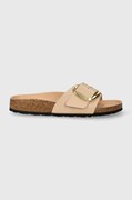 Шкіряні шльопанці Birkenstock Madrid Big Buckle жіночі колір бежевий 1026496
