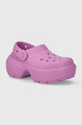 Crocs papuci Stomp Slide femei, culoarea violet, cu platforma, 209347
