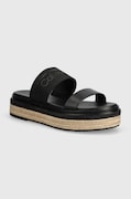 Παντόφλες Calvin Klein WEDGE SLIDE HE χρώμα: μαύρο, HW0HW01966
