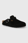 Замшеві шльопанці Birkenstock Boston жіночі колір чорний 1027067