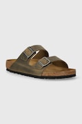 Birkenstock klapki nubukowe Arizona kolor zielony 1027022