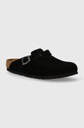 Birkenstock ciabatte slide in camoscio Boston uomo colore nero 1027142