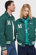 The Mercer Brand kurtka bawełniana The Varsity Polo kolor zielony przejściowa MEAP241010