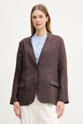 United Colors of Benetton jednořadé sako dámské lněné hnědé 2AGHDW00R
