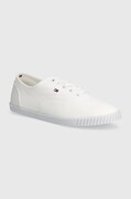 Teniske Tommy Hilfiger CANVAS LACE UP SNEAKER ženske, bela barva, FW0FW07805