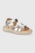 Detské kožené sandále Geox SANDAL SOLEIMA strieborná farba