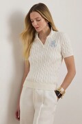 Lauren Ralph Lauren sweter z krótkim rękawem damski bawełniany biały 200932224