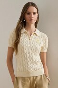 Lauren Ralph Lauren pulover kratkih rukava za žene od pamuka bež 200932224