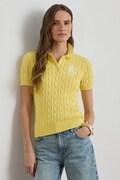 Lauren Ralph Lauren pulover s kratkimi rokavi ženski bombažen rumen 200932224