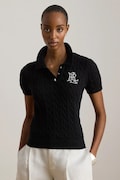 Lauren Ralph Lauren sweter z krótkim rękawem damski bawełniany czarny 200932224