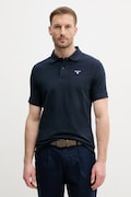 Barbour polo de bumbac culoarea albastru marin, neted