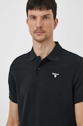 Barbour polo de bumbac culoarea negru, neted
