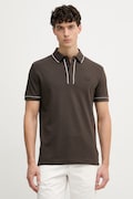 Lacoste polo męskie bawełniane z elastanem brązowe PH8184